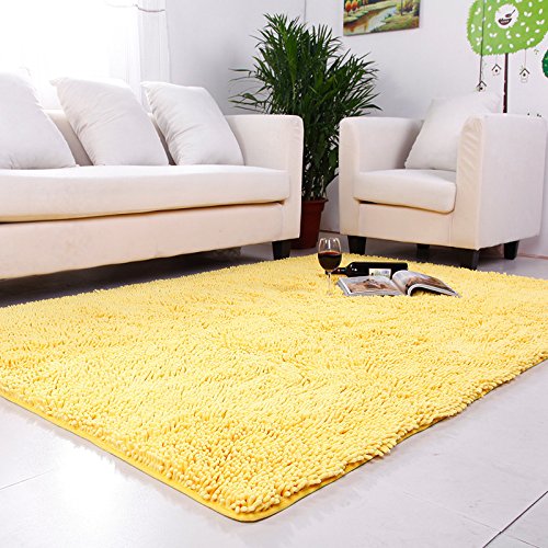 GRENSS  Alta Densidad de Felpa Absorbente Salón Mesa de café alfombras Preciosas alfombras habitación de Matrimonio de cabecera Alfombrilla,70 * 160cm, Chenilla m Amarillo