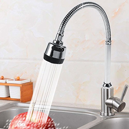 Grifo Anti-Salpicadura, Grifo Cocina Monomando 360° Flexible Toda Dirección Giratorio Doble Modo, Versátil para Cocina, Monomando, para Fregadero