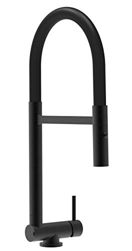Grifo de cocina monomando cromo negro mate caña negra abatible 4,5 cm y ducha extraible 2 chorros Grifo de cocina monomando cromo negro mate caña negra abatible 4,5 cm y ducha extraible 2 chorros