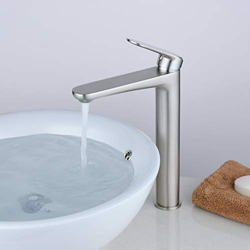 Grifo de Lavabo de Latón, Ahorro del Agua Grifo Mezclador Agua Fría y Caliente, Cepillado/Mate Acabado Grifo de Lavabo de Latón, Ahorro del Agua Grifo Mezclador Agua Fría y Caliente, Cepillado/Mate Acabado
