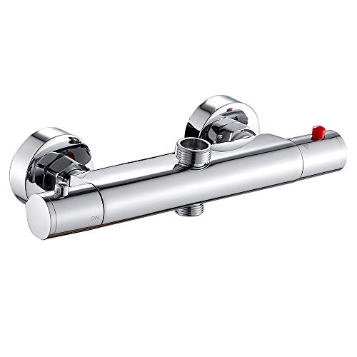 Grifo Ducha Termostático Termostato de ducha con el Botón de Seguridad 38 ℃Cromado Grifo Termostático para Bañera y Ducha Montaje en Pared (2 Salidas) Grifo Ducha Termostático Termostato de ducha con el Botón de Seguridad 38 ℃Cromado Grifo Termostático para Bañera y Ducha Montaje en Pared (2 Salidas)