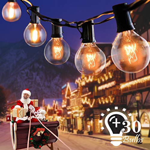 Guirnaldas luminosas de exterior, G40 9.5 M Cadena de Luz con 27 Bombillas Perfecto Decoración para Jardín Patio Dormitorio Trasero Fiesta Navidad Boda