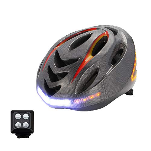 GWJ Bike Helmet con Luz LED Wireless Turn Signal Handlebar Remote, Ip55 Impermeable, Carga USB, hasta 6 Horas De Duración De La Batería, CPSC Y Casco Certificado CE