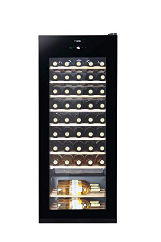 Haier WS50GA - Vinoteca de botellas, filtros carbono, filtro anti-uv, compresor, iluminación LED, negro, 127 x 50 x 56cm