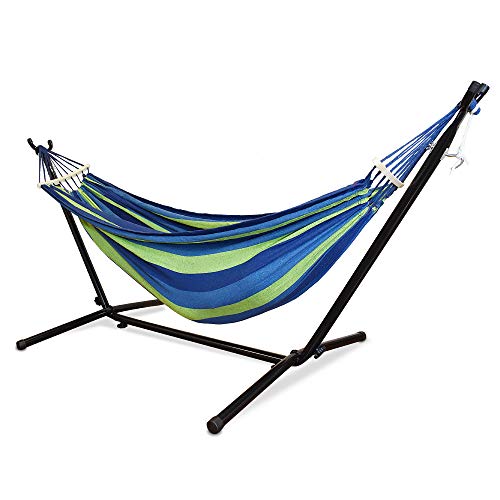 Hamaca con soporte y difusor de madera para un tendido perfecto, brasileño, algodón, 320 cm, carga 200 kg, doble denim, soporte y tejido hipoalergénico y certificado Hamaca con soporte y difusor de madera para un tendido perfecto, brasileño, algodón, 320 cm, carga 200 kg, doble denim, soporte y tejido hipoalergénico y certificado