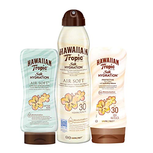 Hawaiian Tropic PACK Silk Hydration AfterSun - Kit de Protección Solar, Incluye Loción Corporal Protectora SPF 30 + Spray Bruma Corporal SPF 30 + Crema After Sun SPF 30 Hawaiian Tropic PACK Silk Hydration AfterSun - Kit de Protección Solar, Incluye Loción Corporal Protectora SPF 30 + Spray Bruma Corporal SPF 30 + Crema After Sun SPF 30