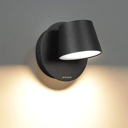 HAWEE Moderno Lámpara de Pared LED Luz de Lectura de Pared Giratoria de 350° Estilo Nórdico Focos de Pared LED Luz de Pared para Dormitorio Sala de Estar Pasillo Escaleras, Negro 3000K