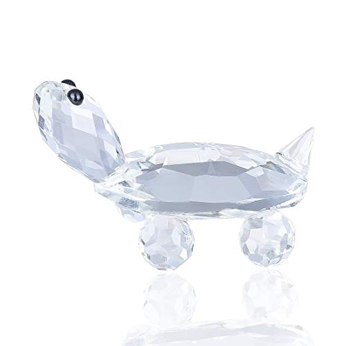 H&D Figura decorativa de cristal transparente con diseño de tortuga, pisapapeles, centro de mesa de cristal