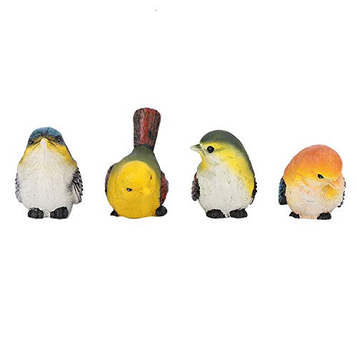 HelloCreate 4 figuras decorativas para pájaros de jardín, diseño de pájaros de resina, decoración de césped, jardín, patio, interior y exterior, divertidas estatuas de pájaros para patio, césped, casa