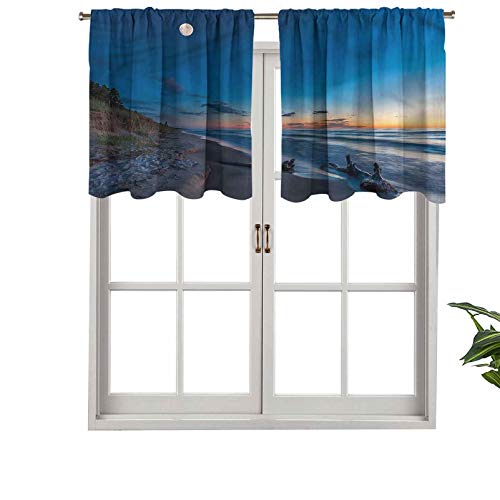 Hiiiman - Cortinas cortas, con cierre de luz de la luna en el lago cielo, juego de 1 cortina para ventana de 127 x 45 cm para sala de estar
