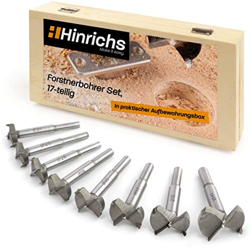 Hinrichs Fresas Para Madera 17 Piezas en Estuche - Brocas Forstner de 15 a 40 mm - Ideales para Diferentes Trabajos Brocas para Madera Brocas para Clavijas Brocas para Bisagras