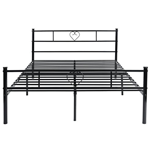 H.J WeDoo Marco de Cama Doble de Metal en Forma de corazón en Negro - 198 x 142 x 88.3 cm H.J WeDoo Marco de Cama Doble de Metal en Forma de corazón en Negro - 198 x 142 x 88.3 cm