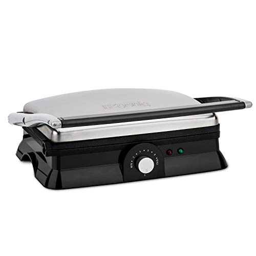 H.Koenig GR20 Parrilla Eléctrica, Grill y Sandwichera, 2000 W, Temperatura hasta 230º, Revestimiento Antiadherente, Apertura 180º, Acero Inoxidable, Negro/Gris, Dimensiones 29.7 x 23 cm H.Koenig GR20 Parrilla Eléctrica, Grill y Sandwichera, 2000 W, Temperatura hasta 230º, Revestimiento Antiadherente, Apertura 180º, Acero Inoxidable, Negro/Gris, Dimensiones 29.7 x 23 cm
