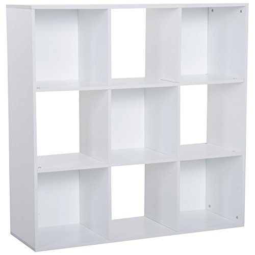 HOMCOM Estantería Librería 3 Niveles Armario de Almacenamiento 9 Cubos Estantería de Pie Separador de Habitación Estante de Exposición 91.5x29.5x91.5cm Madera HOMCOM Estantería Librería 3 Niveles Armario de Almacenamiento 9 Cubos Estantería de Pie Separador de Habitación Estante de Exposición 91.5x29.5x91.5cm Madera