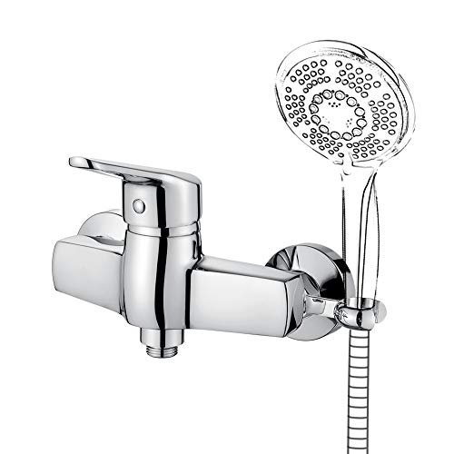 Ibergrif M12050-1 Roma, Grifo de Bano con Soporte Alcachofa, Mezclador de Ducha, Cromo, Plata Ibergrif M12050-1 Roma, Grifo de Bano con Soporte Alcachofa, Mezclador de Ducha, Cromo, Plata