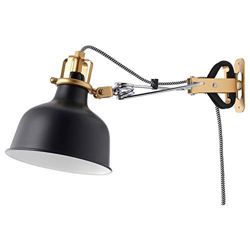 Ikea - Lámpara de pared con pinza para foco, color negro