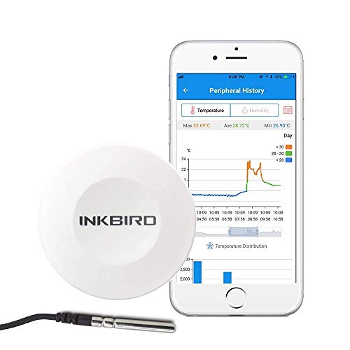 Inkbird IBS-TH1 Bluetooth Registradores de Datos de Temperatura y Humedad para Reptiles Terrarios, Habitación Bebé, Caja de Cigarros, Bodega y Sótano