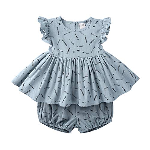 Janly Clearance Sale Conjunto de trajes para niñas de 0 a 10 años, para niñas de 6 a 9 meses (azul claro)