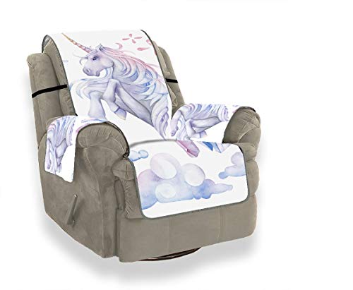 JEOLVP Hand Drawn Beautiful Rainbow Unicorn Kid Funda para sofá Seational Recliner Sofa Cover Recliner Chair Slipcover Muebles Protector para Mascotas, niños, Gatos, sofá