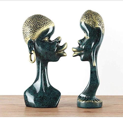 JLXQL Figuras coleccionables Escultura artística Pareja Africana Figura Estatua Resina Artesanía Escritorio Decoraciones de Oficina para el hogar-A_As_Shown