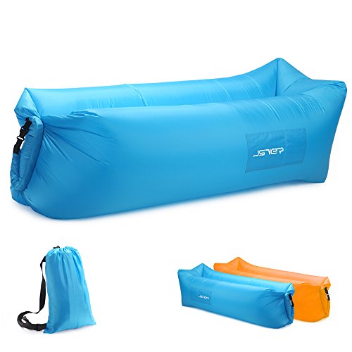 JSVER Sofa Hinchable del Aire del Ocioso de Playa,Tumbona Hinchable sofá Inflable Cama con el Paquete Portable para Viajar, Acampar, Senderismo, Piscina y Partidos de la Playa -Azul