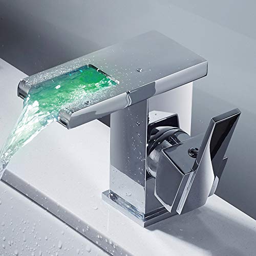 JTWEB Grifo Lavabo Led Hidroeléctrica Grifos de Lavabo Cascada Mezclador Monomando Grifo Cromado Tipo Cascada con Iluminación LED RGB (bajo)… JTWEB Grifo Lavabo Led Hidroeléctrica Grifos de Lavabo Cascada Mezclador Monomando Grifo Cromado Tipo Cascada con Iluminación LED RGB (bajo)…