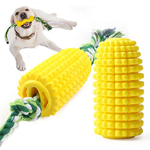 Juguete masticable de goma para perros con cepillo de dientes de perro en forma de maíz de cuerda fuerte