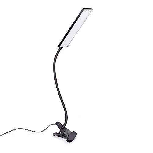 KEXIN Lámpara de Lectura - 5W Luz Flexo Pinzas, 3 Modos y 14 Brillos, Lámpara Clip USB con Cuello Flexible, 48 LEDs, Luz de Libro para Mesa, Cabecera de Cama, Negro [Clase de eficiencia energética A]