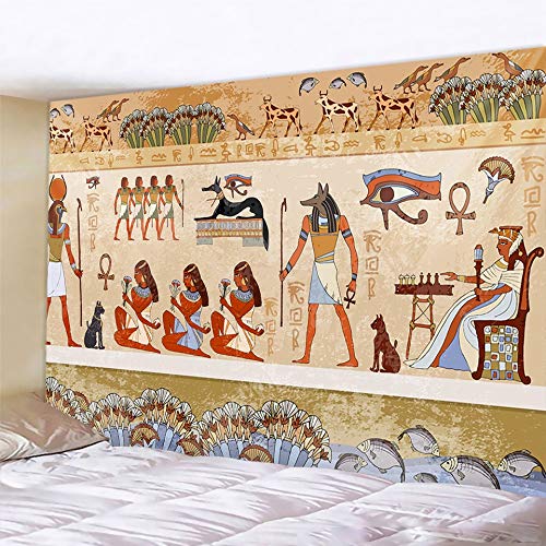 KHKJ Pirámide egipcia Antigua Mural decoración del hogar Tapiz Escena psicodélica Tapiz Decorativo Bohemio Hoja de Cama A4 150x130cm