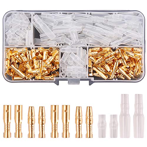 Kinstecks ​​200PCS Kit de Conectores de Bala de 3.9 mm Conector de terminales de Cable Macho y Hembra de Bala de latón con Cubierta de Aislamiento