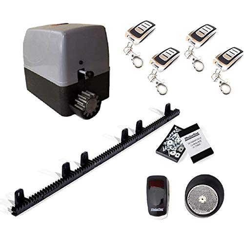 Kit completo profesional VDS motor puerta corredera residencial hasta 400kg de peso con 4 mandos alta seguridad, placa de control, fotocelula de espejo, 3 metros de cremallera de nylon con tornillos