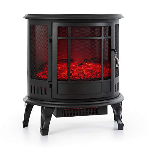 KLARSTEIN Megève Chimenea eléctrica - Potencia 1850 W, LED Regulable InstaFire sin Fuego ni Humo, Control Remoto, termostato, protección contra sobrecalentamiento, Negro