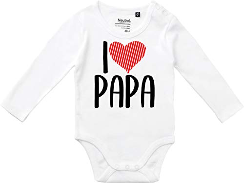 Kleckerliese Body para bebé, diseño vintage con texto "I Love Papa" blanco 3 mes Kleckerliese Body para bebé, diseño vintage con texto "I Love Papa" blanco 3 mes