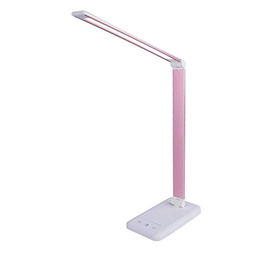 Lámpara Escritorio LED,Lámpara de Mesa USB regulable Recargable (3 Modos, 5 Niveles de Brillo, Temporizador de 30 minutos y 1 hora, Control Táctil) [Clase de eficiencia energética A+] (Rosa roja)