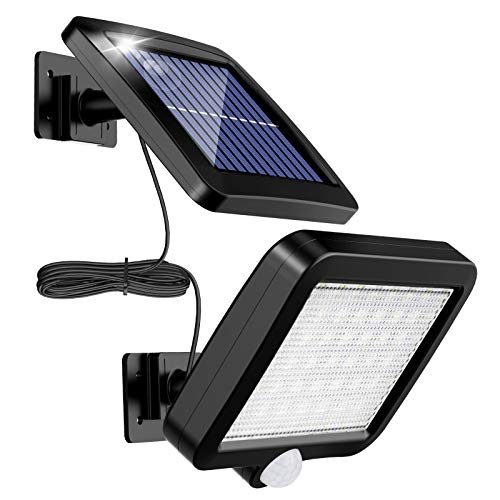 Lámpara Solar Para Exterior, MPJ Lámpara Solar 56 Led Para Exteriores Con Detector De Movimiento, Resistente Al Agua Ip65, Ángulo De Iluminación De 120°, Lámpara Solar De Pared Para Con Cable De 16ft