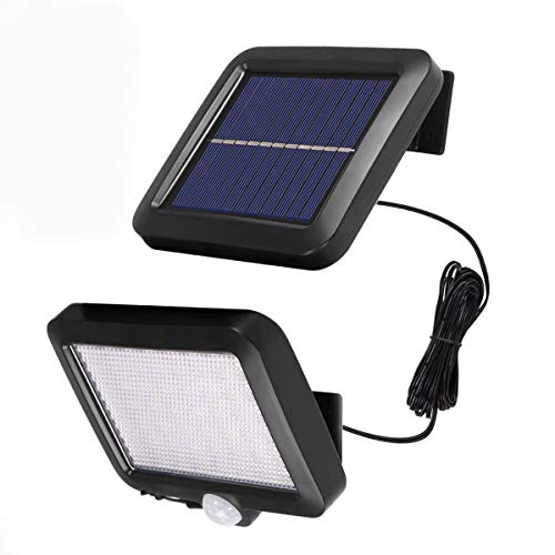 Lámparas solares para exterior IP65 resistente al agua, foco exterior, 56 LED, lámpara solar de 120°, 3 modos, lámpara de pared con cable de 16,5 pies
