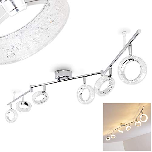 LED Lámpara de techo Soppana de metal de seis luces Soppana cromada - pasillo - salón - dormitorio - Los focos individuales se pueden girar y orientar a voluntad LED Lámpara de techo Soppana de metal de seis luces Soppana cromada - pasillo - salón - dormitorio - Los focos individuales se pueden girar y orientar a voluntad