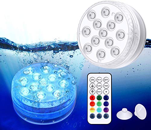 Led Luz Sumergible,Luces Para Piscinas,Impermeable Rgb Color Luces Led,Con Ventosas Iman Y Mando A Distancia,Para JardíN/Acuario/Florero/BañEra/Piscina