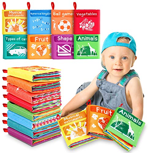 Libros Blandos para Bebé, 8 Piezas Libro de Tela Bebé Aprendizaje y Educativo Libro para Bebé Recién Nacido Niños