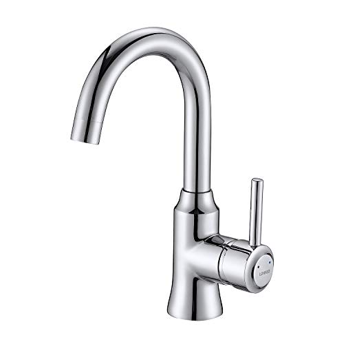 Lonheo Elegante Grifo Monomando lavabo de Caño alto en Latón Cromado, Mezclador de 360° Lonheo Elegante Grifo Monomando lavabo de Caño alto en Latón Cromado, Mezclador de 360°