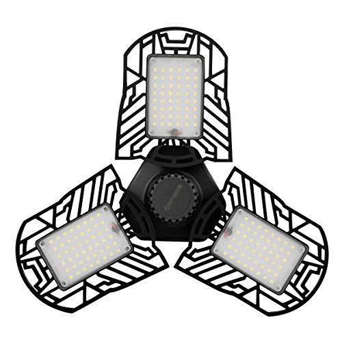 Luces de Garaje LED, Exmate lámpara de Taller Deformable 60W E27 6000lm, luz de Techo de Garaje LED con 3 Paneles Ajustables para Garaje, Taller, Granero, Almacén Luces de Garaje LED, Exmate lámpara de Taller Deformable 60W E27 6000lm, luz de Techo de Garaje LED con 3 Paneles Ajustables para Garaje, Taller, Granero, Almacén