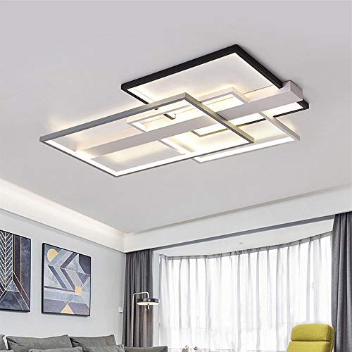 Luz para Salón LED 75W Lámpara de Techo Regulable Moderno Luce de Techo Lámparas Decorativas de Diseño Rectángulo Negro Blanco Gris Creatividad, Luz Interior in Hierro 4500LM Ra ≧ 80 Luz para Salón LED 75W Lámpara de Techo Regulable Moderno Luce de Techo Lámparas Decorativas de Diseño Rectángulo Negro Blanco Gris Creatividad, Luz Interior in Hierro 4500LM Ra ≧ 80