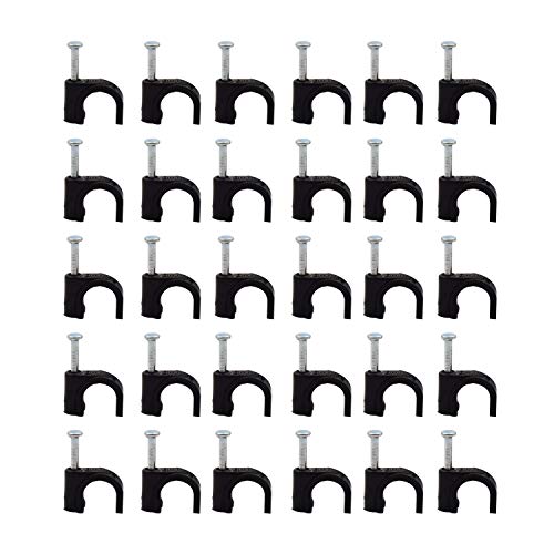 Lvcky - Abrazaderas redondeadas de acero para cable de color negro, 8 mm, 100 unidades