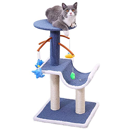 LXFA Rascador para Gatos Gatos Árbol Gato Torre con Poste Rascador de Sisal, Rascador de Garras de Gatos para Gatito Adulto Gatos Balcón Sala Cuarto, 69cm de Altura, Azul