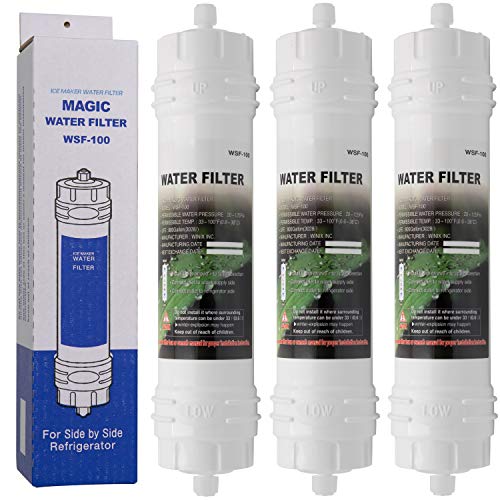 Magic Water Filter WSF-100 | Paquete de 3 - Filtro de agua para frigorífico Samsung - Cartucho filtrante externo para refrigerador, nevera americano - Filtros WSF100