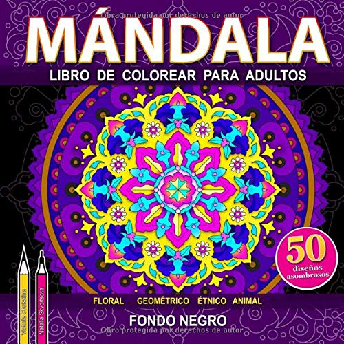 Mándala: Libro de colorear para adultos para aliviar el estrés. El fondo negro. (Mundo abierto)