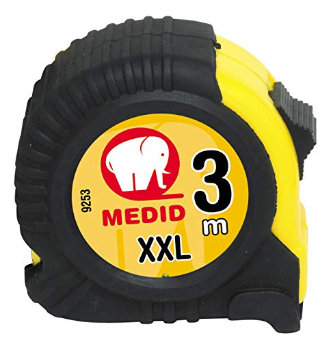 Medid MD/9253 Flexómetro con funda de goma, 3 m x 25 mm