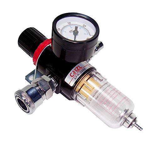 MOPOIN Regulador de aire 1/4, 1/4 Filtro de aire Regulador Compresor Trampa de humedad Separador de agua y aceite Aceite Lubricador de agua para compresor y herramientas de aire MOPOIN Regulador de aire 1/4, 1/4 Filtro de aire Regulador Compresor Trampa de humedad Separador de agua y aceite Aceite Lubricador de agua para compresor y herramientas de aire