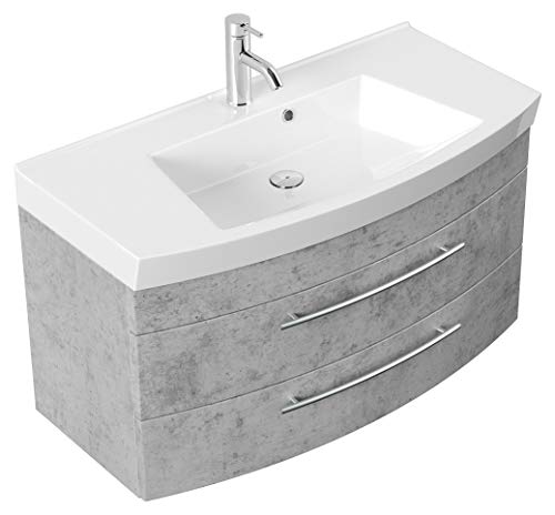 Mueble de baño Bella 100 con panel frontal redondeado Hormigón