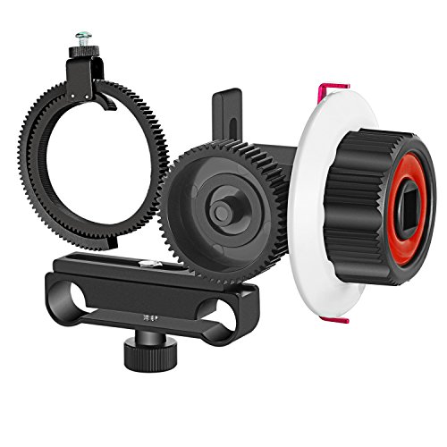 Neewer Follow Focus con Gear Cinturón Anillo para Canon Nikon Sony Cámara DSLR Videocámara DV para 15mm Rod Film Making System,Hombro Apoyo,Estabilizador,Vídeo Rig(Rojo+Negro)